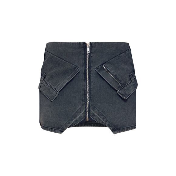 Pretty Little Thing Petite Washed Micro Mini Denim Skirt in Black - Picture 8 of 8
